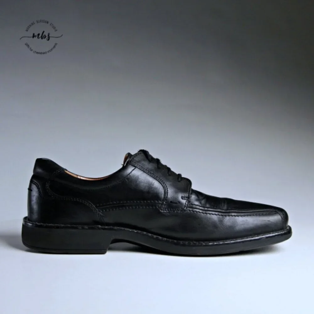 Ecco Lace‎ Up Leather Dress Shoes Black Men 12 - 12-5